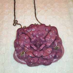 Brighton Lavender Kisslock Leather Flower Mini Bag - image 1